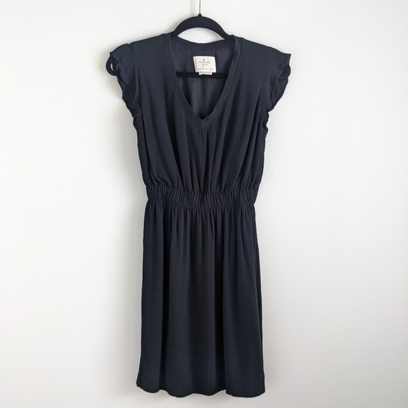 KATE Spade LBD Black Crepe Flutter Sleeve Midi Dress 0 - Picture 14 of 16